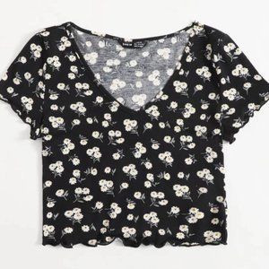 black flower crop top